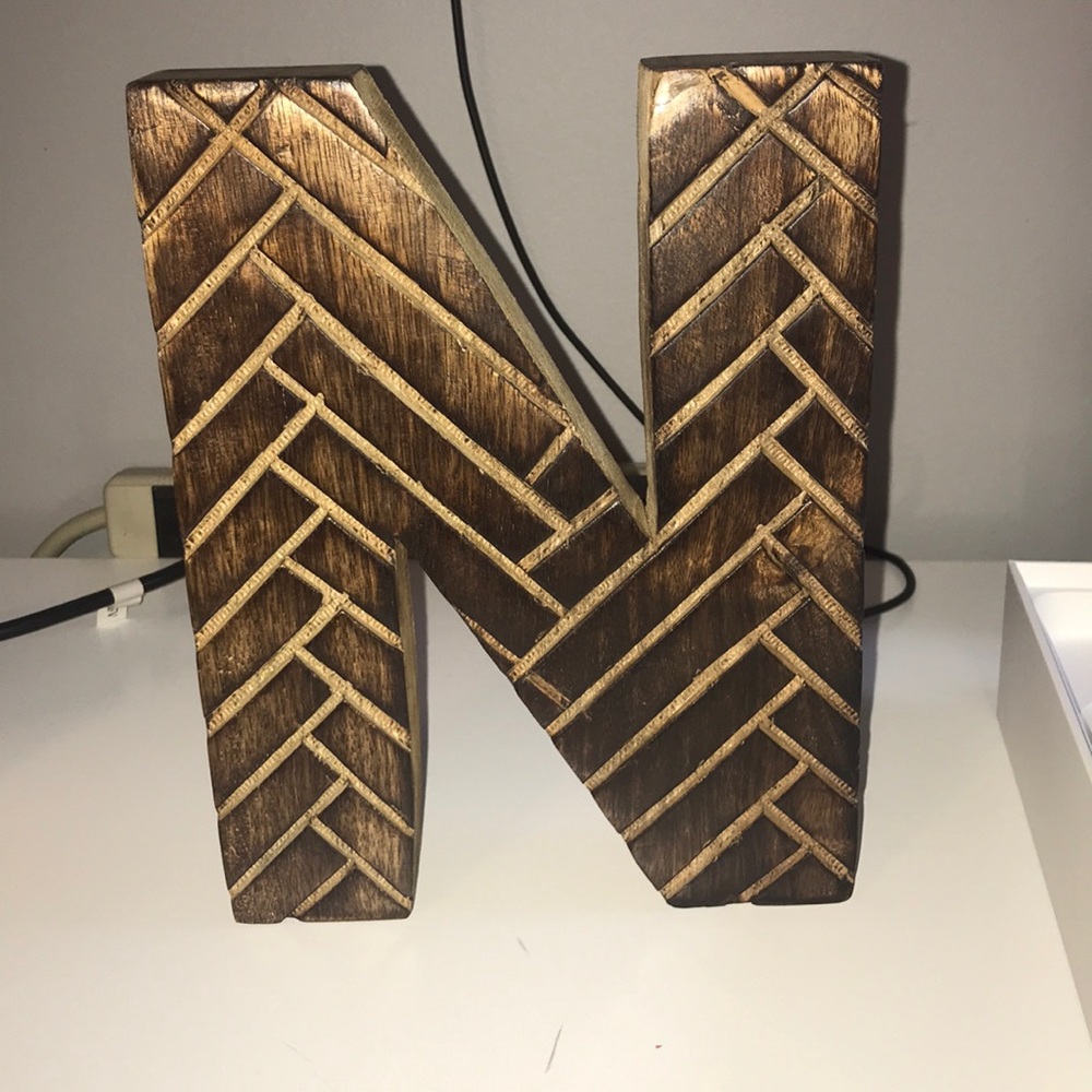 Kenton Grey Monogram N Letter for desk or bedroom